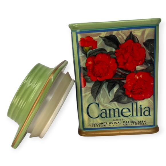 Vintage Oneida Ceramic Canister with Sealed Lid Camellia Kitchen Decor Container - Picture 2 of 6